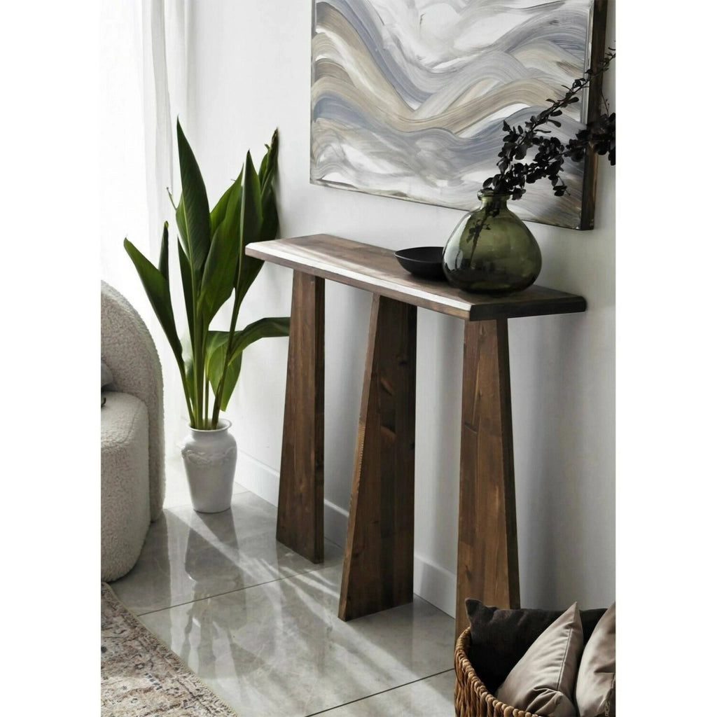 Consolle TomoeGozen, Tavolo multiuso, Mobiletto d'appoggio, Scrivania da corridoio, 100x28h83 cm, Noce