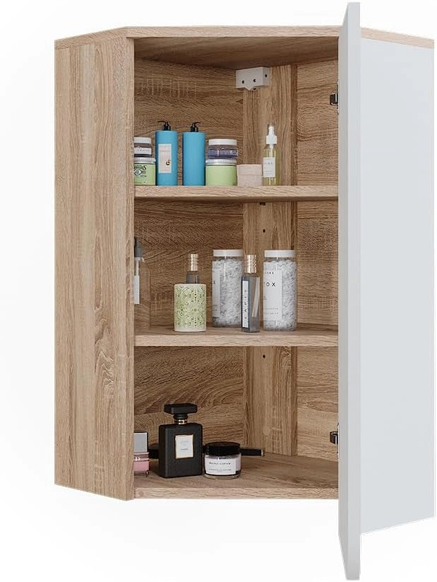 Pensile angolare Karen, Sonoma/Bianco, 42.4 x 75 cm, per montaggio a parete e combinabile con altri moduli Karen