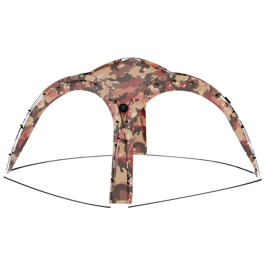 Tenda per Feste con LED e 4 Pareti-Tenda da campeggio 3,6x3,6x2,3 m Mimetica