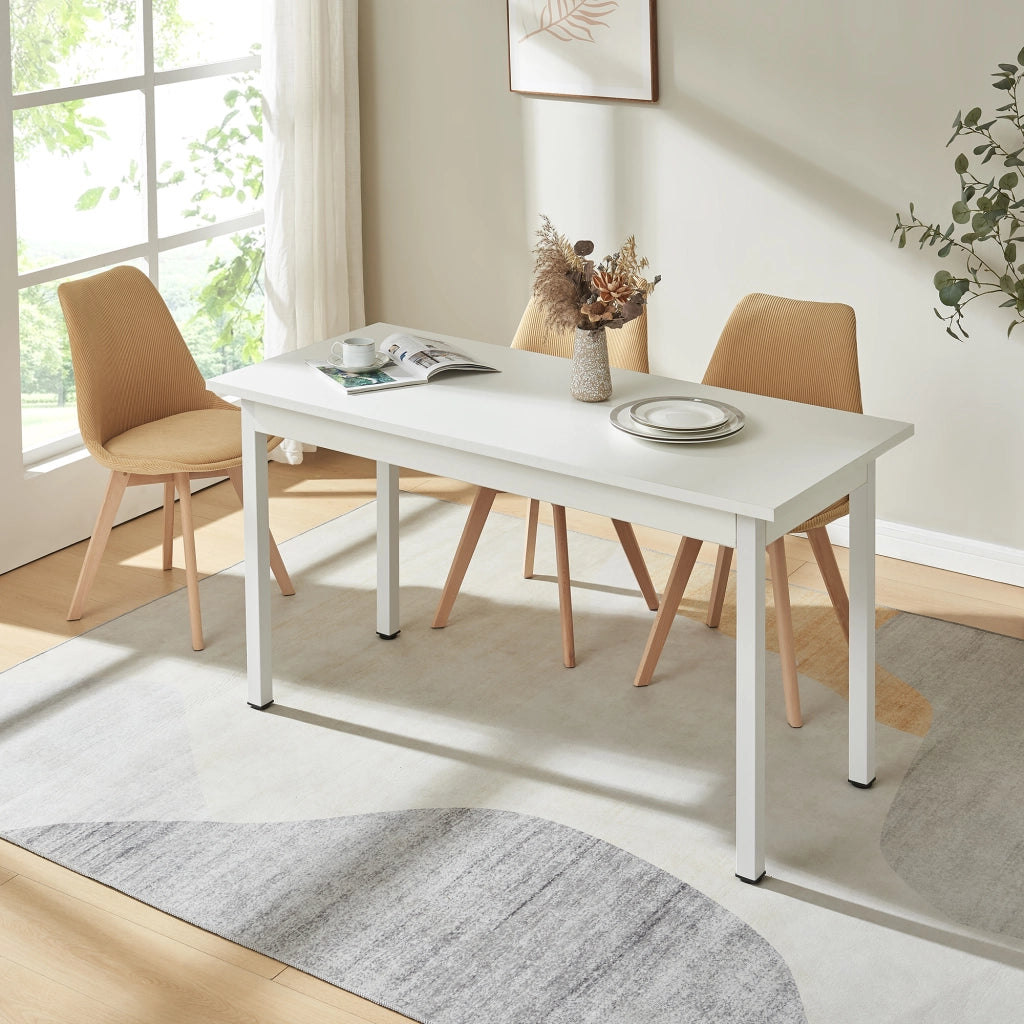 Tavolo da Pranzo Den Haag con Piano Rettangolare 140 x 60 cm - Bianco [en.casa]