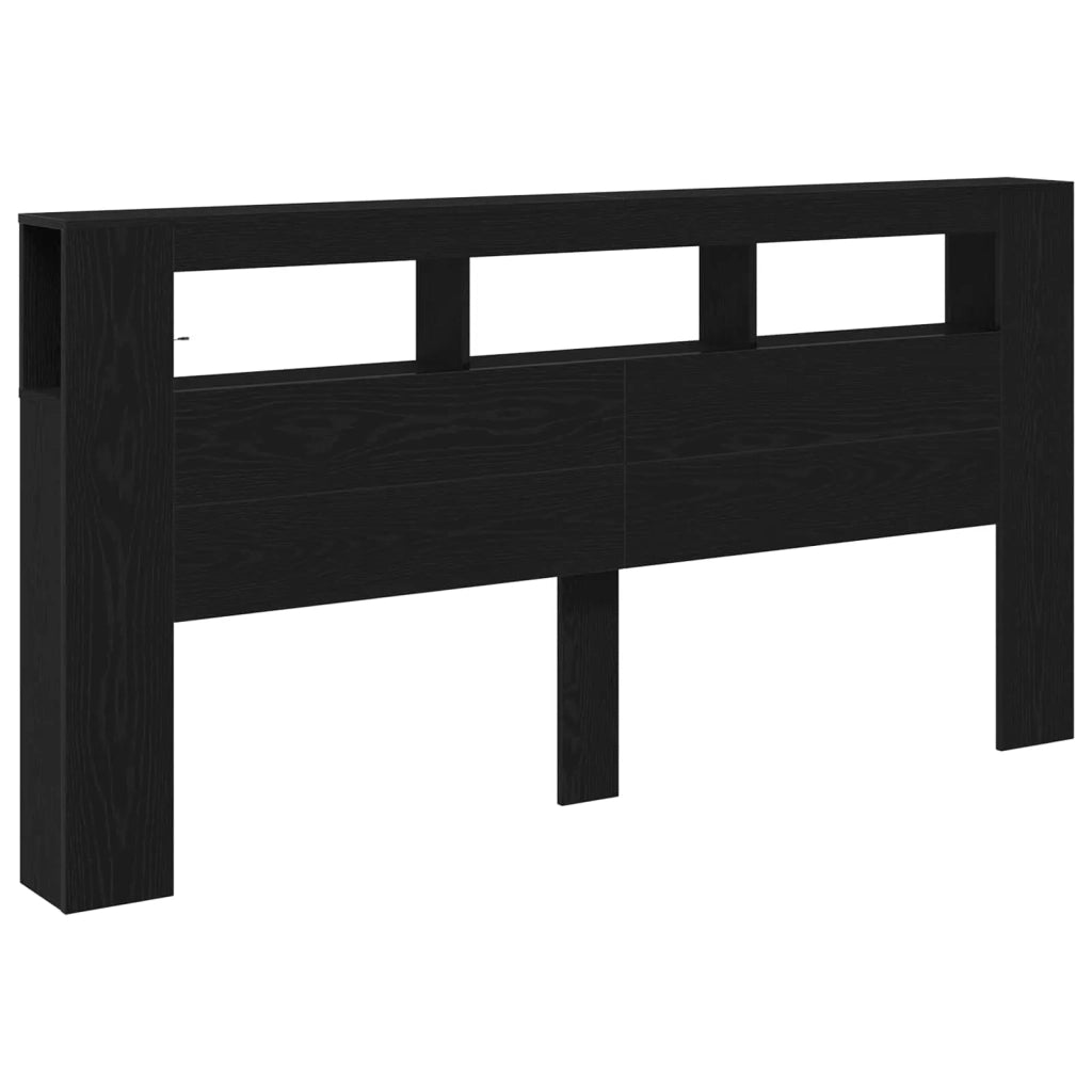 Testiera LED con lo scaffale Rovere Nero 200 x 18,5 x 103,5 cm 863116