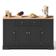 Credenza da cucina 138 x 40 x 85 cm in MDF nero, con cassetto e antiribaltamento