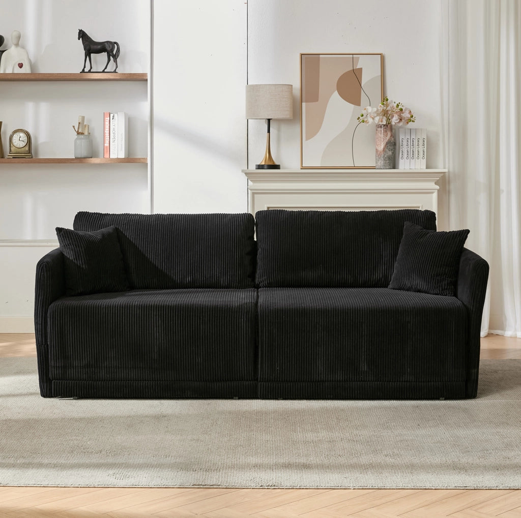 DIVANO LETTO Convertibile 182x88x84 cm Velluto a coste Nero