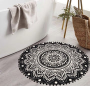 Tappeto circolare per soggiorno - Tappeto circolare boho - Tappeto circolare 90cm - Tappeto per camera da letto - Tappeto per bagno - Tappeto doccia - Tappeto di copertura
