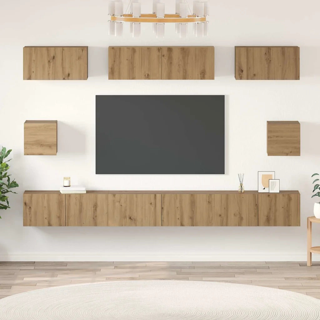 vidaXL Set di mobili TV 8 pcs rovere artigianale Legno multistrato