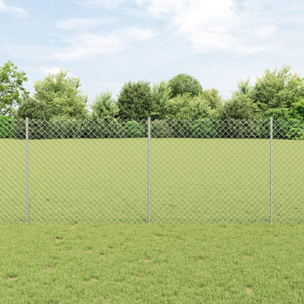 Recinzione in Catena di con 20 Post U Argento 1x10 m in Acciaio
