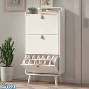 Cassa Scarpe - Con 3 Cassetti Ripiegabili - Cassa Scarpe Sottile - Con Ripiano Superiore - Bianco