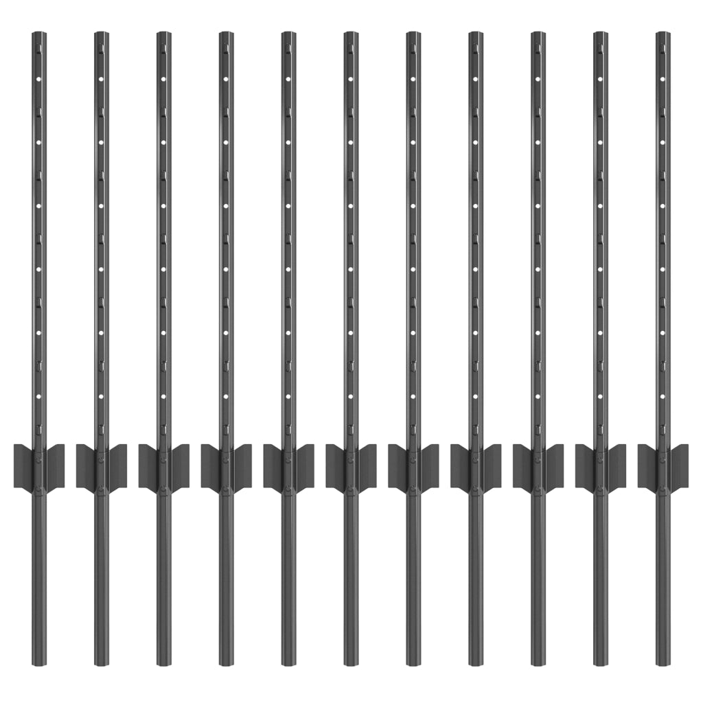 Posti per Recinzione 11 pz U-Channel Grigio 60 cm Acciaio