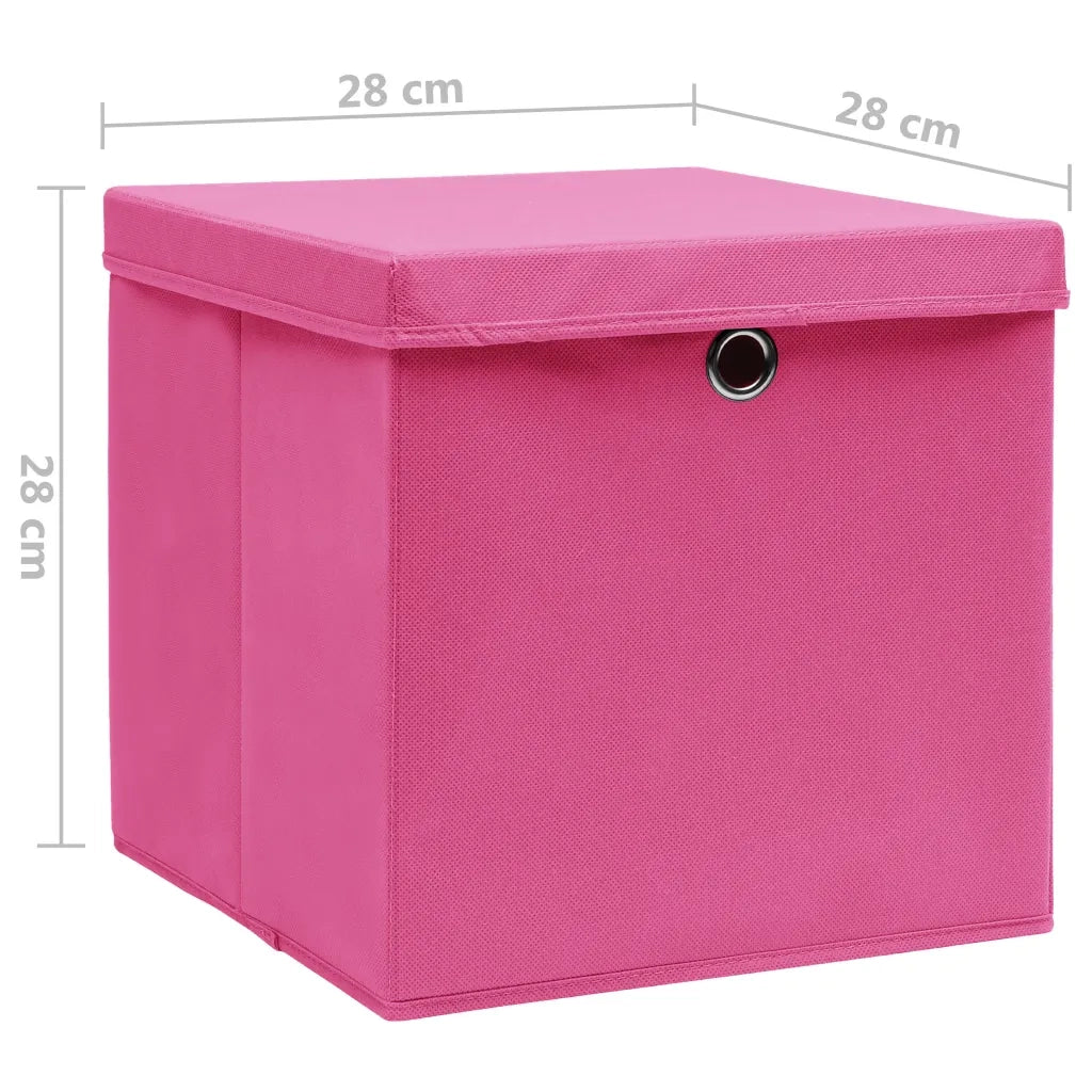 Contenitori con Coperchi 10 pz 28x28x28 cm Rosa 325206