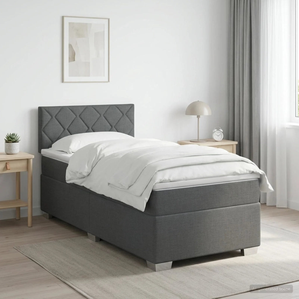 Letto box spring con materasso Grigio Scuro 80 x 200 cm Tessuto 3450356