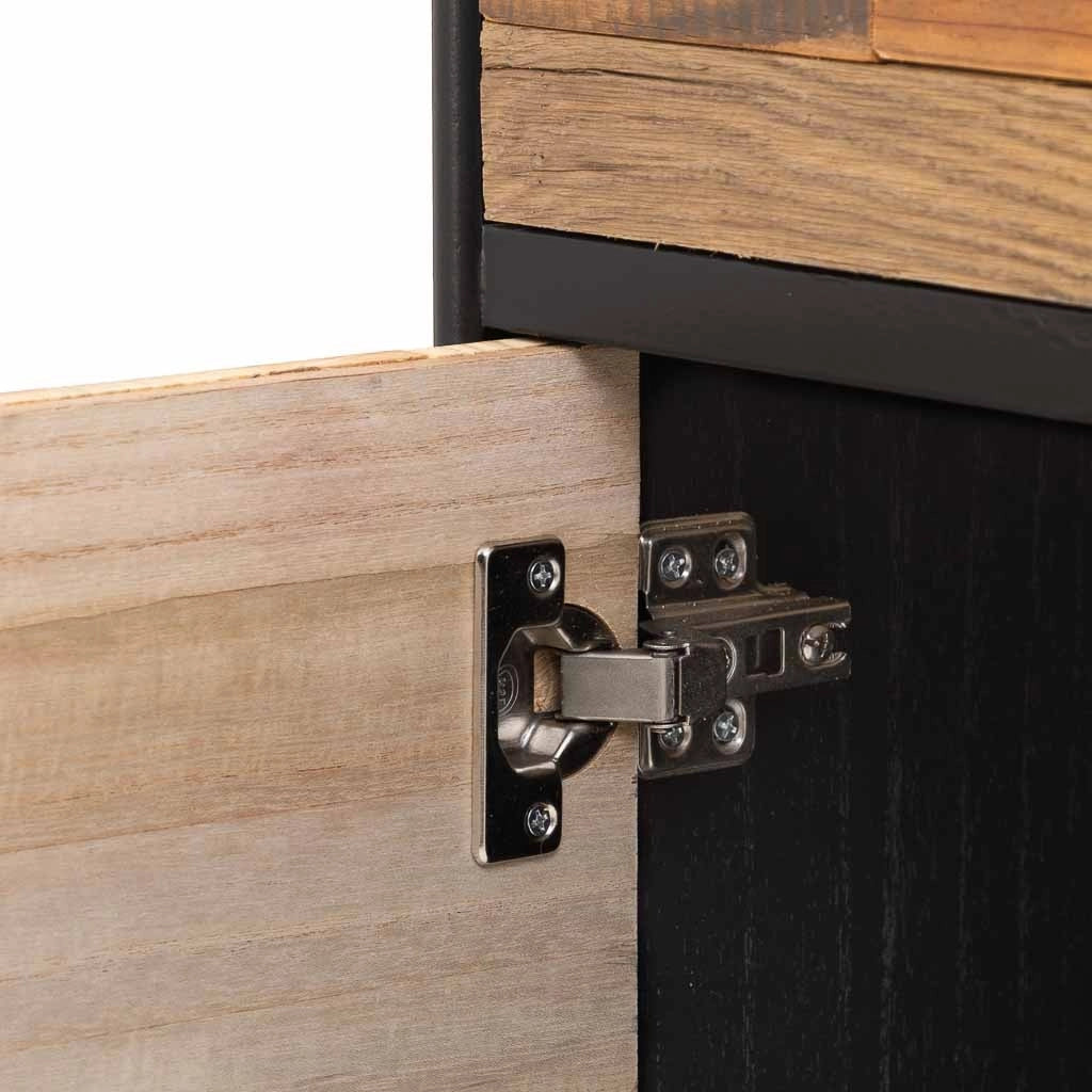 Comodino in legno e metallo con 1 cassetto e 1 porta marrone 44x36x67