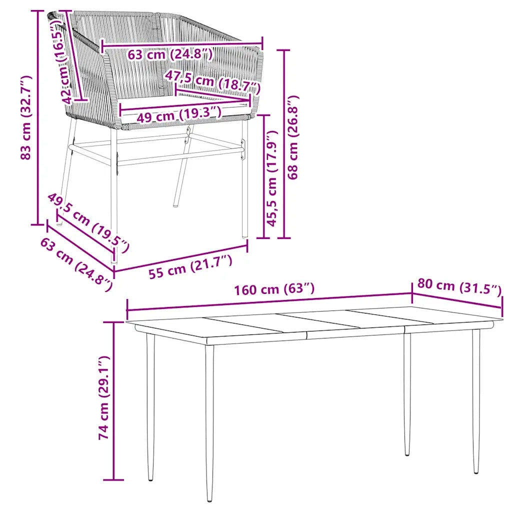 Set Pranzo da Giardino 7pz con Cuscini Marrone Polyrattan Vetro 3334524