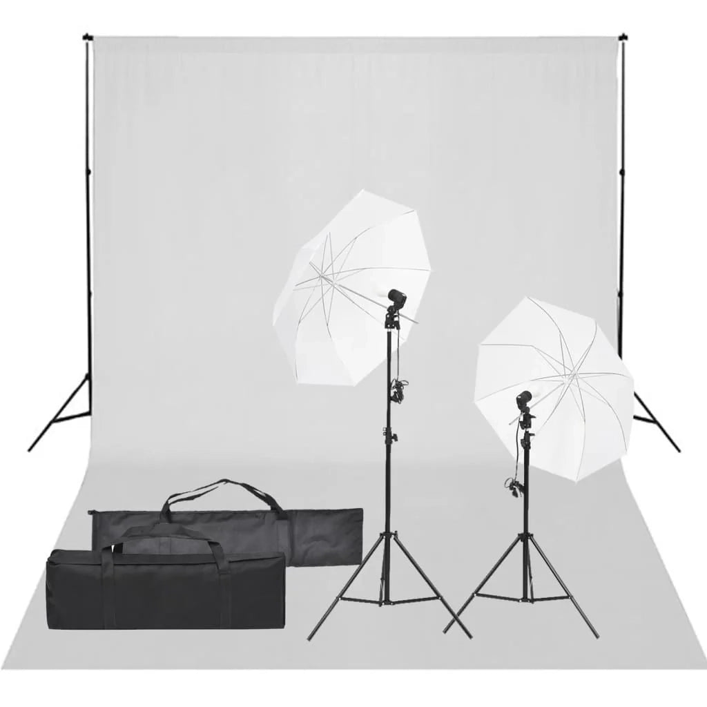 Kit per studio fotografico con illuminazione e fondale nero 02_0042403