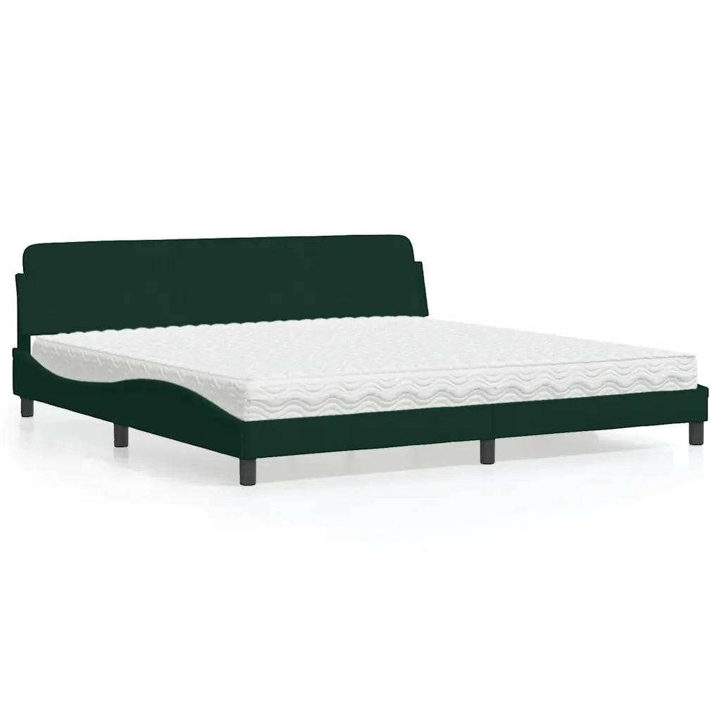 Letto con Materasso Verde Scuro 200x200 cm Velluto
