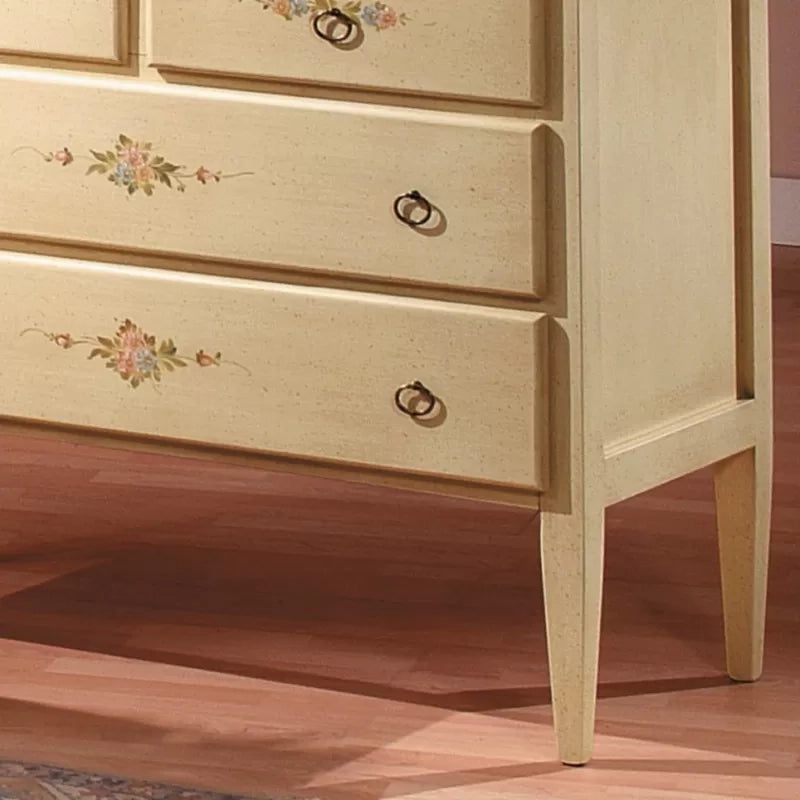 Gruppo 1 cassettiera 2 comodini legno shabby avorio verde (1309+1310) - Mobili 2G