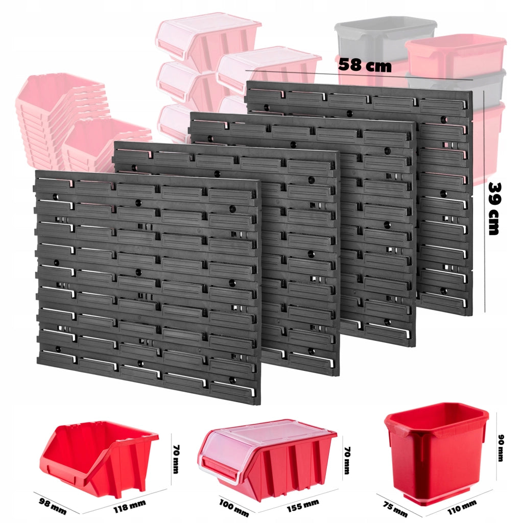 Pannello portautensili KADAX da parete per officina, 116x78 cm, 36 scomparti, 40 supporti, garage.