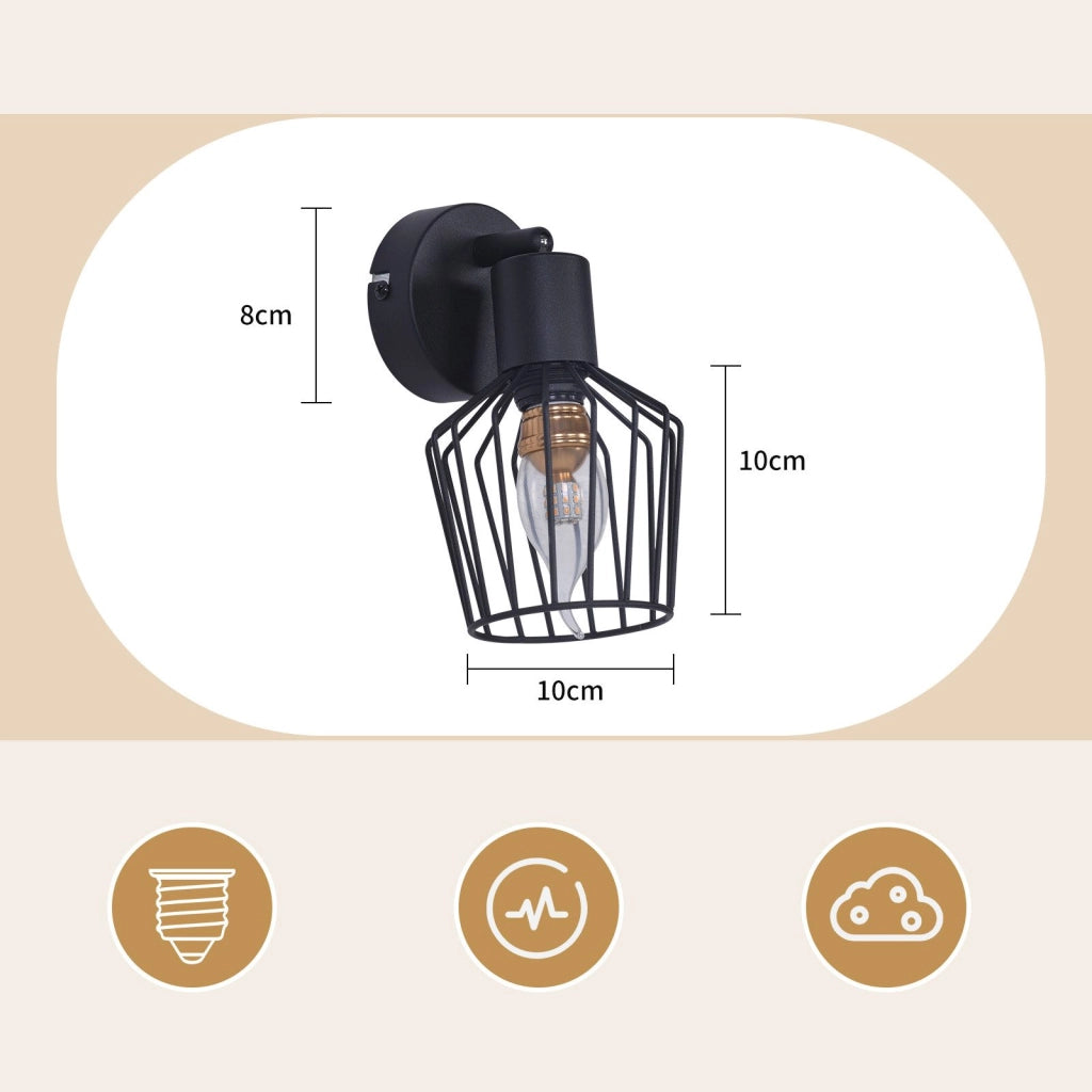 ZMH Lampada da soffitto E14 metallo nero orientabile 350° stile industriale per corridoio soggiorno anche parete