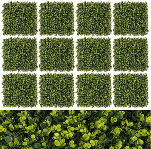Set di 12 Pannelli di Siepe Artificiale da 50 x 50 cm, Pannelli Decorativi per Pareti da Giardino, Sfondo di Privacy per Interni ed Esterni per Recinto e Cortile