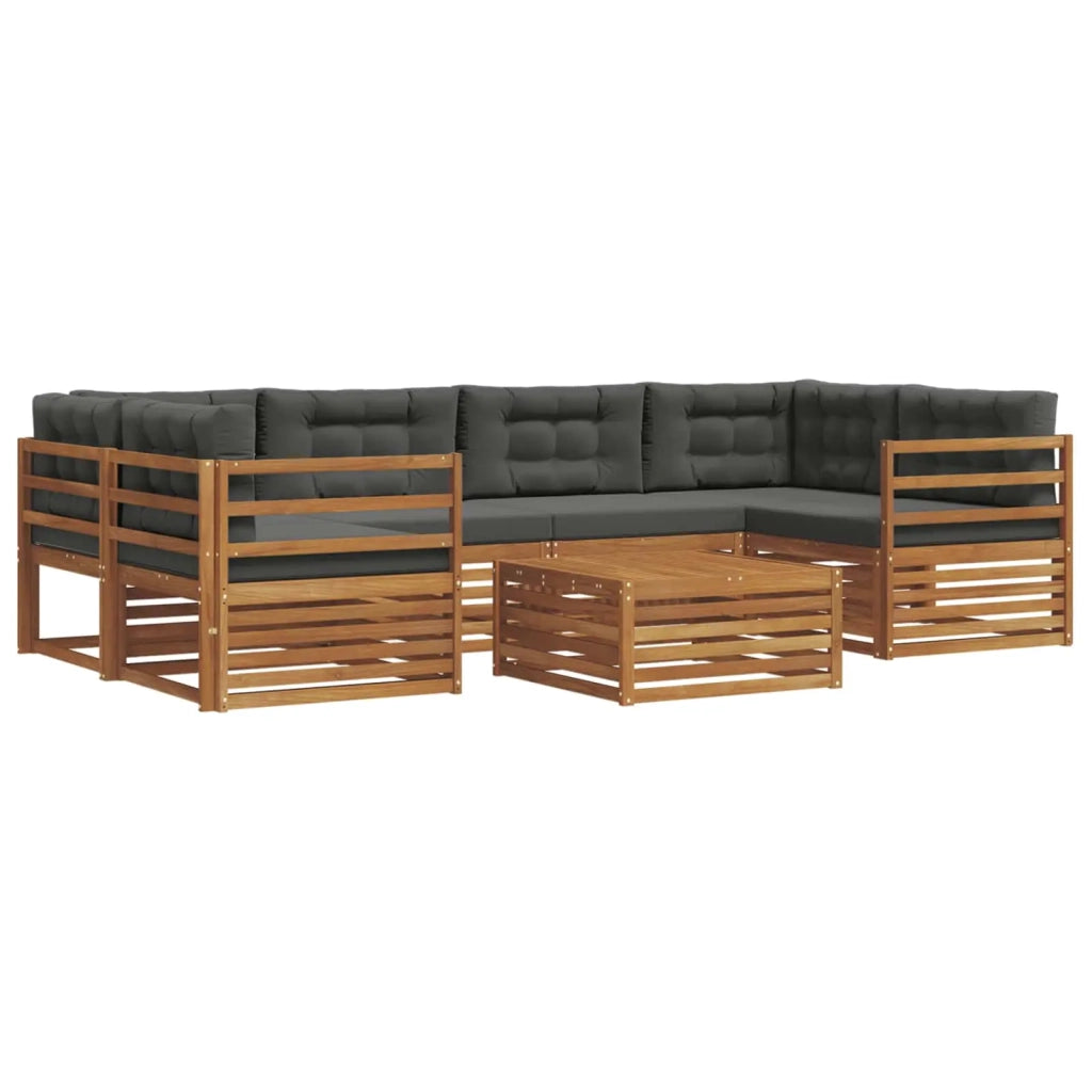 Set di divani da esterno con cuscino 7 pcs Naturale e Antracite