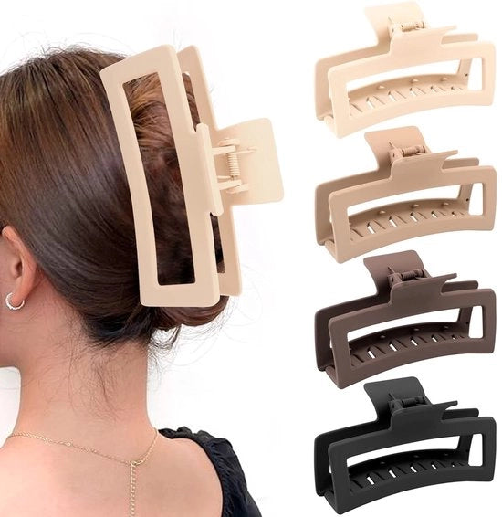 4 pezzi XL grandi tenaglie da coccodrillo 5 pollici – Antiscivolo & forte tenuta – per capelli spessi e lunghi – colori neutrali