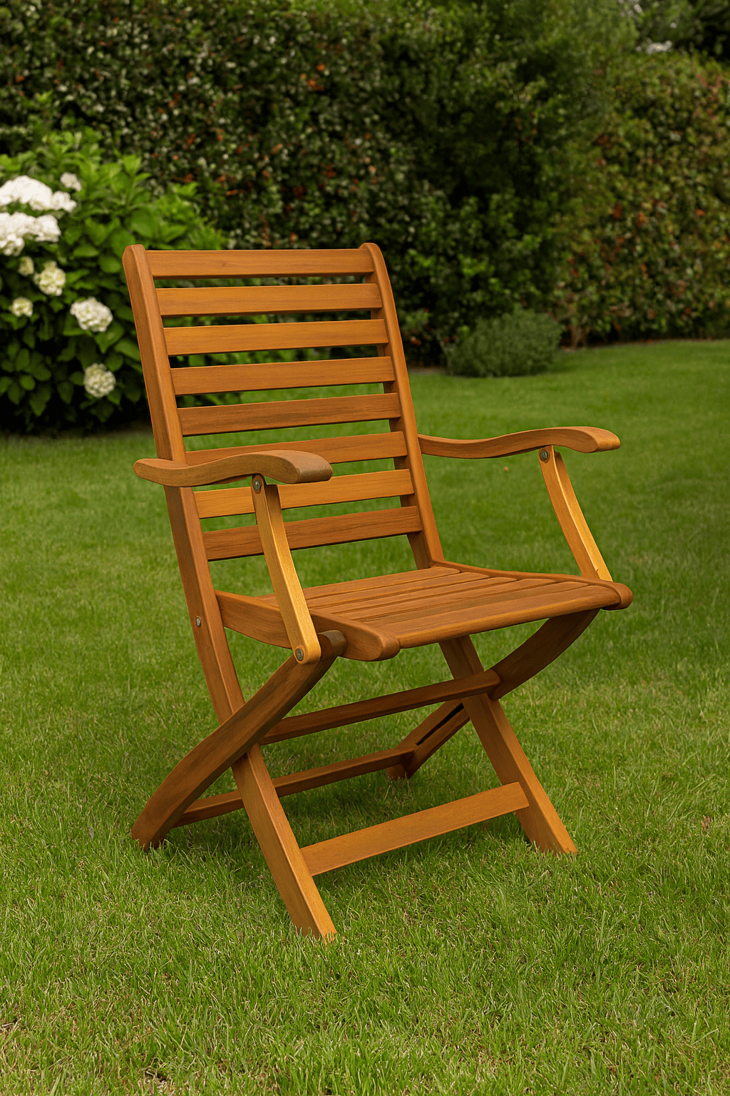 Set 2 Sedie Pieghevoli con Braccioli in Legno di Acacia 56X60XH90CM