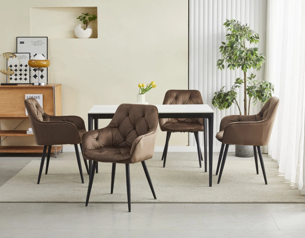 Sedia VALORA LUKK - Elegante velluto marrone per soggiorno, cucina, sala da pranzo