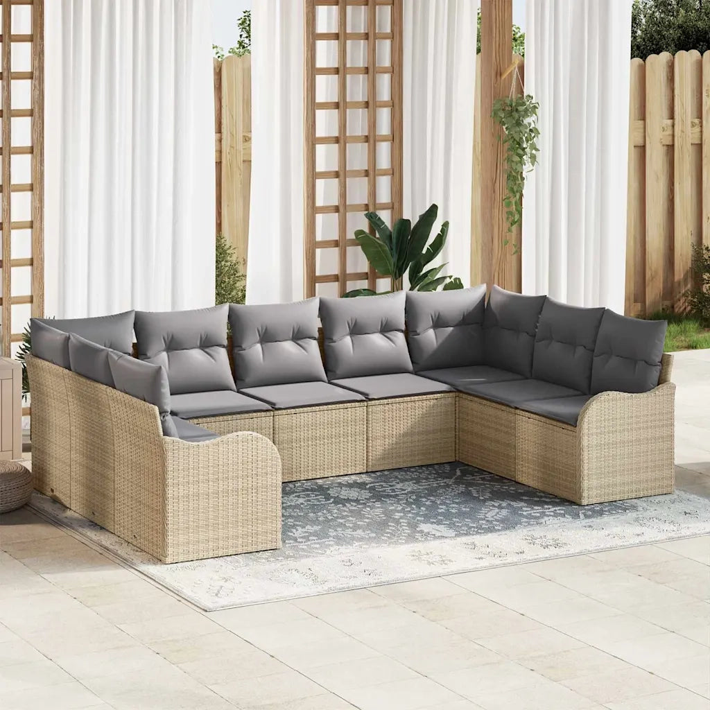 Set Divano da Giardino 9 pcs beige e grigio chiaro polyrattan 3354529
