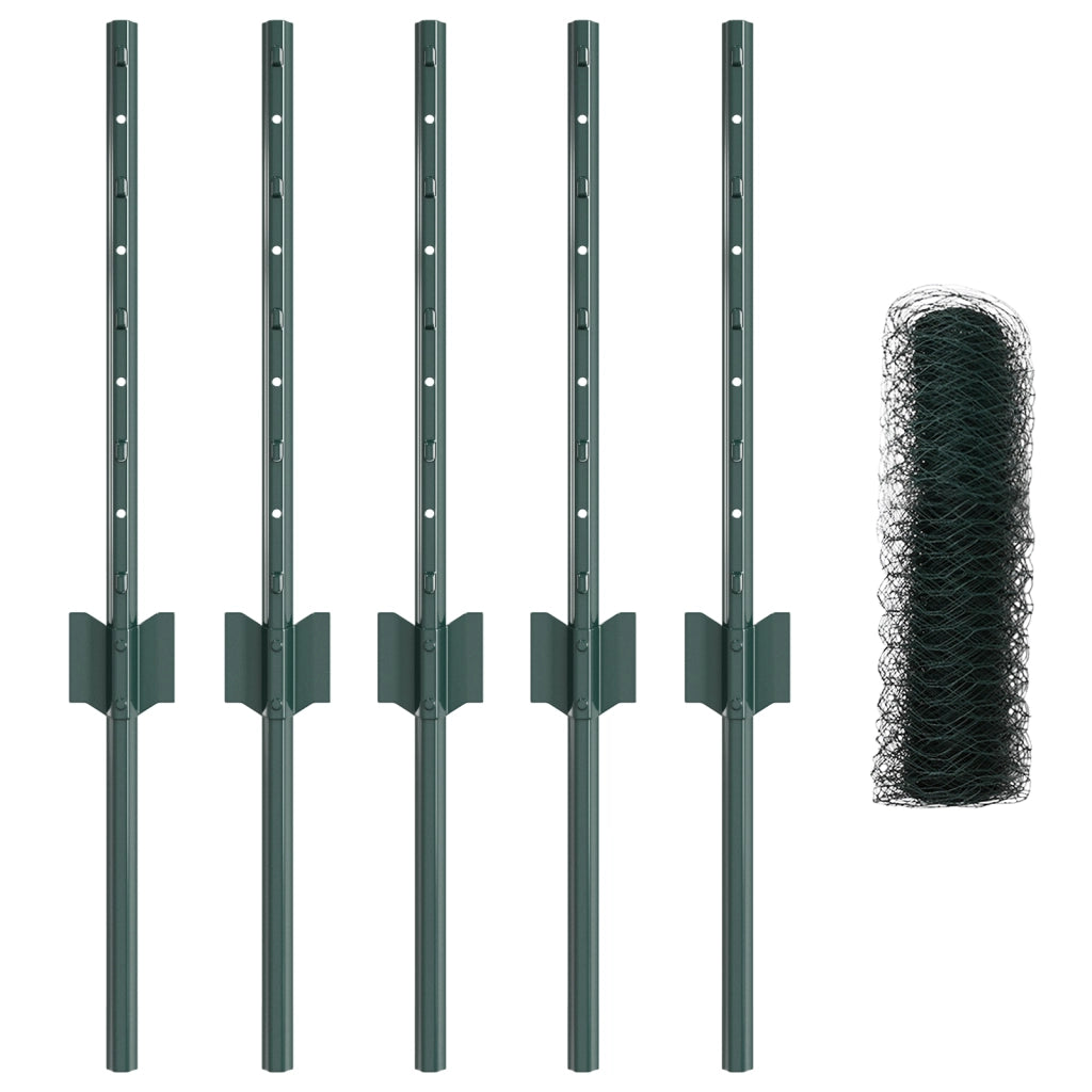 Pali per Recinzione  5 pz U-Channel Verde 40 cm Acciaio