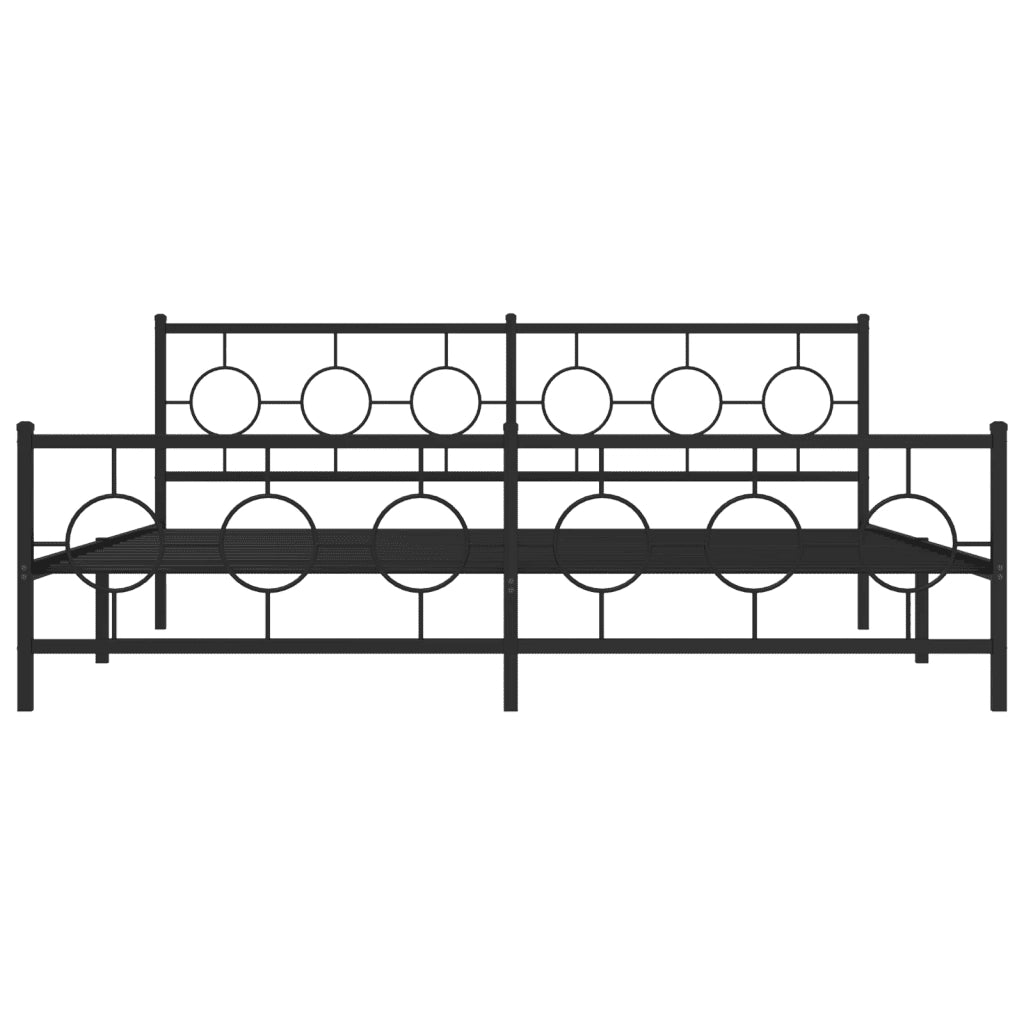 Giroletto con Testiera e Pediera Metallo Nero 200x200 cm