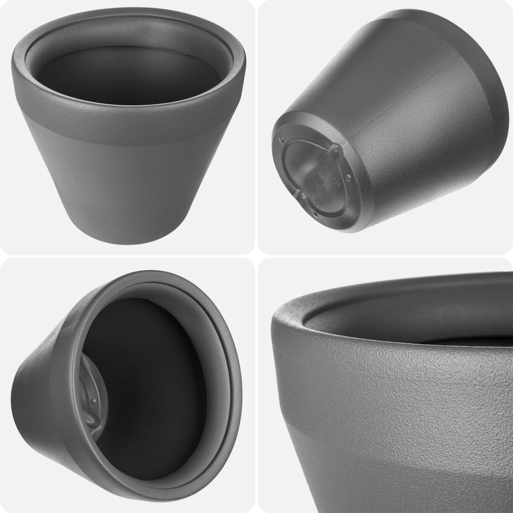 Vaso da fiori KADAX, grande, rotondo, per giardino e terrazzo, color antracite, 46 cm