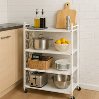 Scaffale 4 Ripiani Richiudibile Salvaspazio in Metallo Scaffalatura Pieghevole