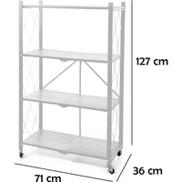 Scaffale 4 Ripiani Richiudibile Salvaspazio in Metallo Scaffalatura Pieghevole