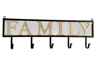 APPENDINO IN METALLO CON APPLICAZIONE IN LEGNO SCRITTA FAMILY 61 X 20 X 6 CM