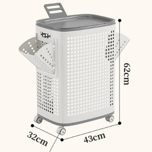 Portabiancheria con Ruote Cassetti Separatori Porta Biancheria Anti Odore Bianco
