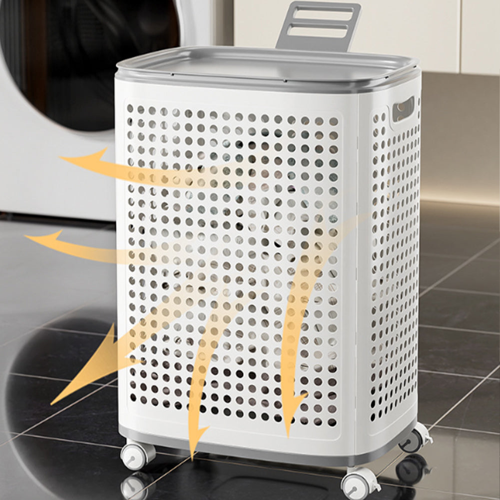 Portabiancheria con Ruote Cassetti Separatori Porta Biancheria Anti Odore Bianco