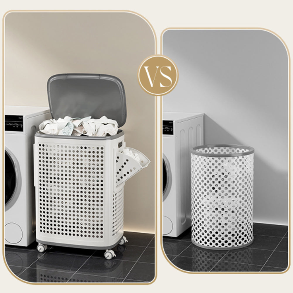 Portabiancheria con Ruote Cassetti Separatori Porta Biancheria Anti Odore Bianco