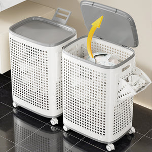 Portabiancheria con Ruote Cassetti Separatori Porta Biancheria Anti Odore Bianco