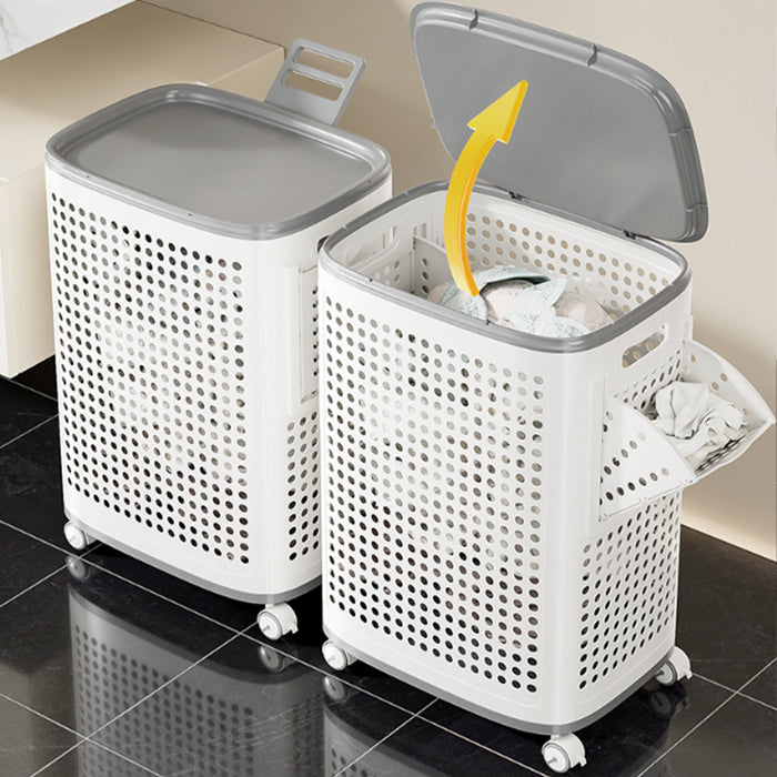 Portabiancheria con Ruote Cassetti Separatori Porta Biancheria Anti Odore Bianco