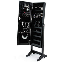 Specchiera Portagioie Armadietto Portagioielli Basculante con Specchio Legno Nero