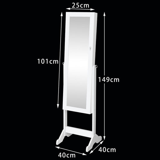 Specchiera Portagioie Armadietto Portagioielli Basculante con Specchio Legno Bianco