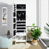 Specchiera Portagioie Armadietto Portagioielli Basculante con Specchio Legno Bianco