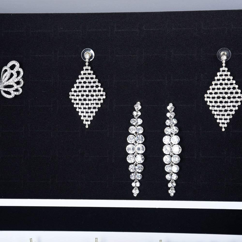 Specchiera Portagioie Armadietto Portagioielli Basculante con Specchio Legno Bianco