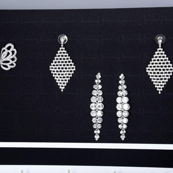 Specchiera Portagioie Armadietto Portagioielli Basculante con Specchio Legno Bianco