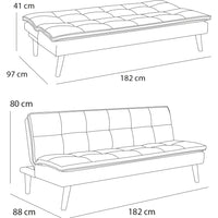 Divano Letto Reclinabile 3 Posti Ergonomico in Tessuto Celeste con Gambe Legno