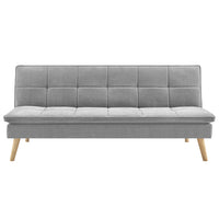 Divano Letto Reclinabile 3 Posti Ergonomico in Tessuto Grigio con Gambe in Legno