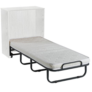 Mobile Letto a Scomparsa Singolo Salvaspazio Bianco Frassinato Materasso Incluso