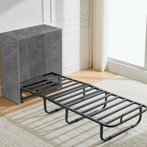 Mobile Letto a Scomparsa Singolo Salvaspazio Cemento Materasso e Rete Incluso