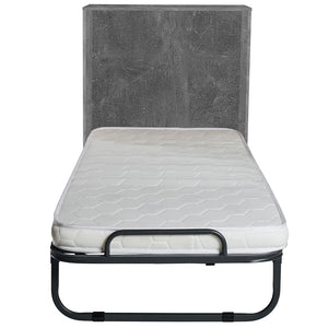 Mobile Letto a Scomparsa Singolo Salvaspazio Cemento Materasso e Rete Incluso