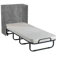 Mobile Letto a Scomparsa Singolo Salvaspazio Cemento Materasso e Rete Incluso