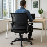 Sedia da Scrivania Nera con Ruote Piroettanti Seduta Ergonomica Ufficio e Casa